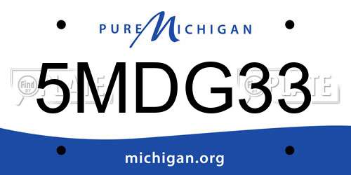 5MDG33 Michigan License Plate