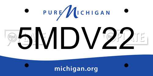 5MDV22 Michigan License Plate