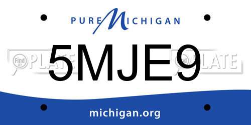 5MJE9 Michigan License Plate
