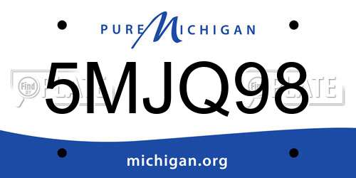 5MJQ98 Michigan License Plate