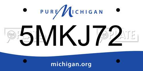 5MKJ72 Michigan License Plate