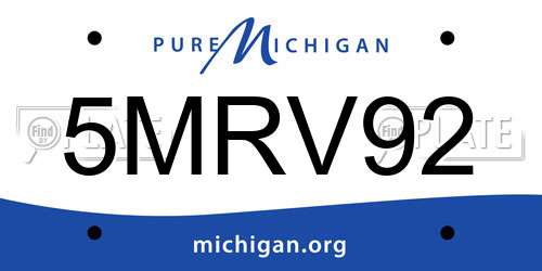 5MRV92 Michigan License Plate