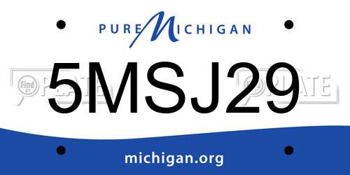 5MSJ29 Michigan License Plate