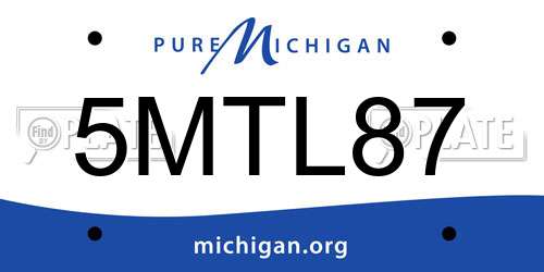 5MTL87 Michigan License Plate