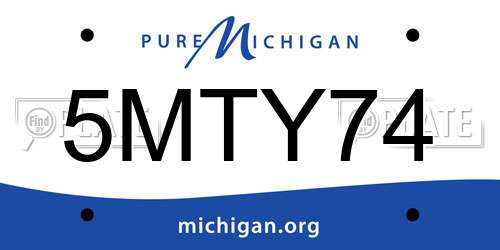 5MTY74 Michigan License Plate