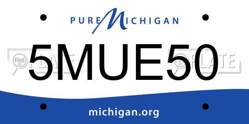 5MUE50 Michigan License Plate
