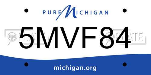 5MVF84 Michigan License Plate