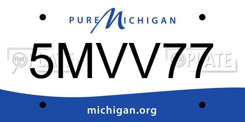 5MVV77 Michigan License Plate
