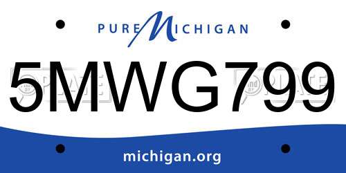 5MWG799 Michigan License Plate