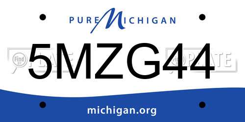 5MZG44 Michigan License Plate