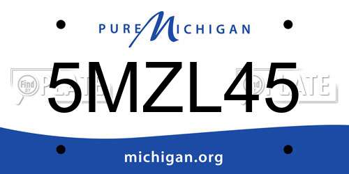 5MZL45 Michigan License Plate