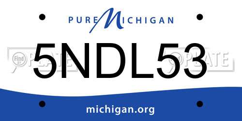 5NDL53 Michigan License Plate