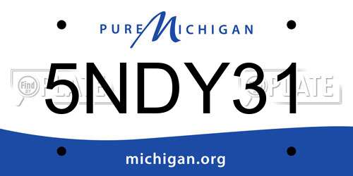 5NDY31 Michigan License Plate
