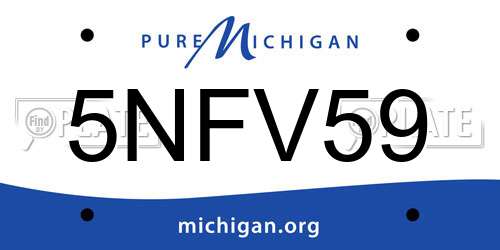 5NFV59 Michigan License Plate