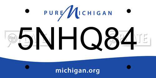 5NHQ84 Michigan License Plate