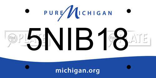 5NIB18 Michigan License Plate
