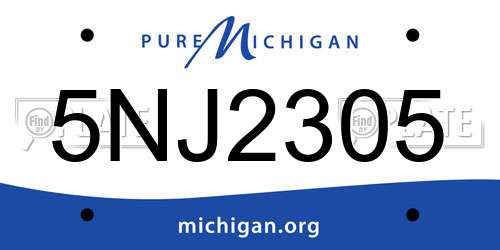 5NJ2305 Michigan License Plate
