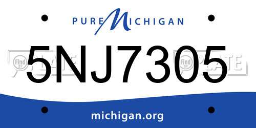 5NJ7305 Michigan License Plate