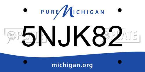 5NJK82 Michigan License Plate