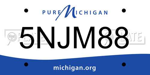 5NJM88 Michigan License Plate
