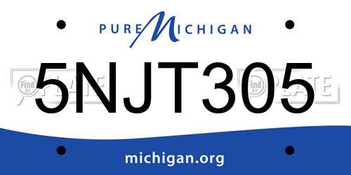 5NJT305 Michigan License Plate