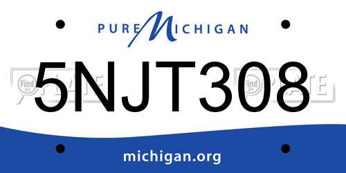 5NJT308 Michigan License Plate
