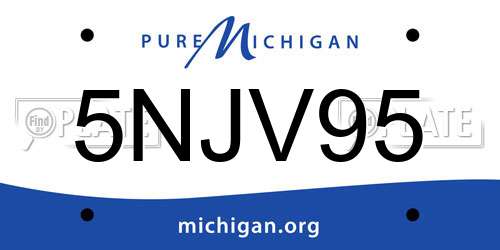 5NJV95 Michigan License Plate