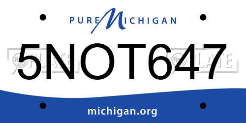 5NOT647 Michigan License Plate