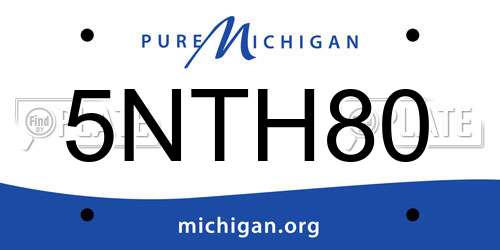 5NTH80 Michigan License Plate