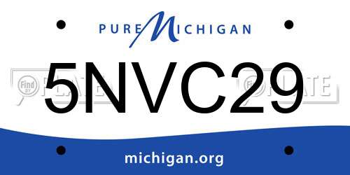 5NVC29 Michigan License Plate