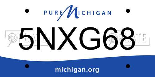 5NXG68 Michigan License Plate