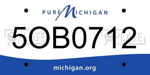 5OB0712 Michigan License Plate