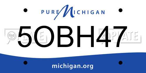 5OBH47 Michigan License Plate
