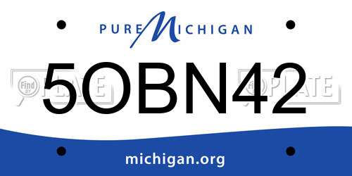 5OBN42 Michigan License Plate