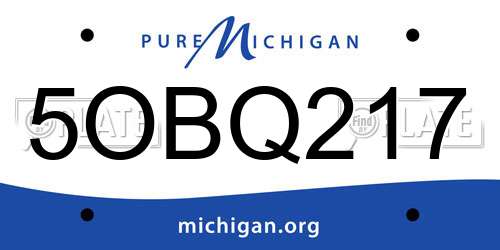 5OBQ217 Michigan License Plate