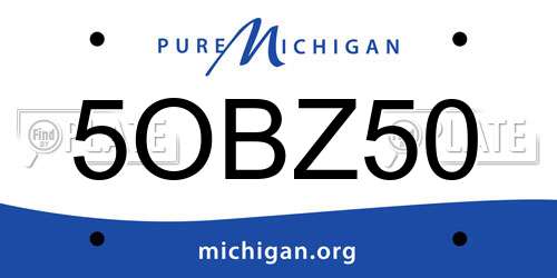 5OBZ50 Michigan License Plate