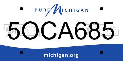 5OCA685 Michigan License Plate