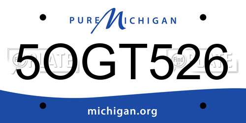 5OGT526 Michigan License Plate