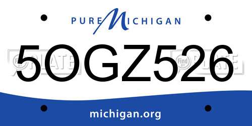 5OGZ526 Michigan License Plate