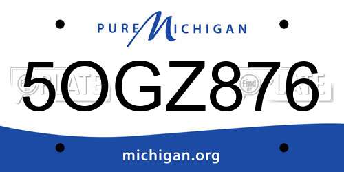 5OGZ876 Michigan License Plate
