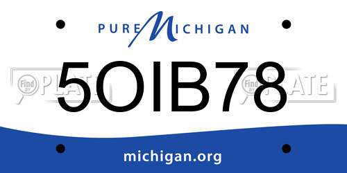 5OIB78 Michigan License Plate