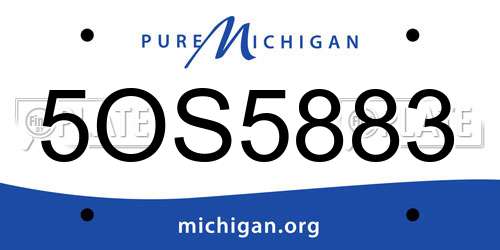5OS5883 Michigan License Plate