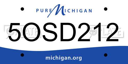 5OSD212 Michigan License Plate