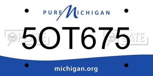 5OT675 Michigan License Plate