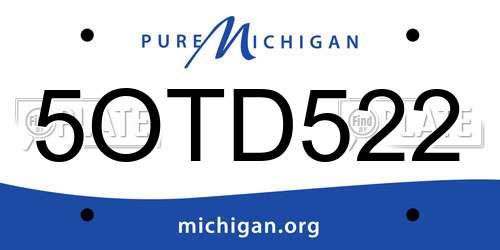 5OTD522 Michigan License Plate