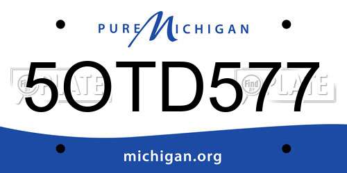 5OTD577 Michigan License Plate