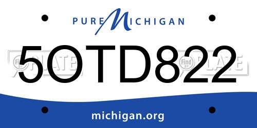 5OTD822 Michigan License Plate