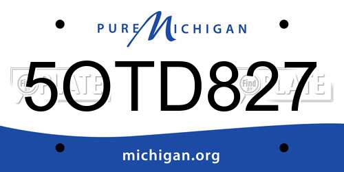 5OTD827 Michigan License Plate