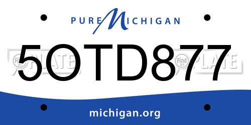5OTD877 Michigan License Plate