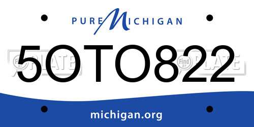 5OTO822 Michigan License Plate